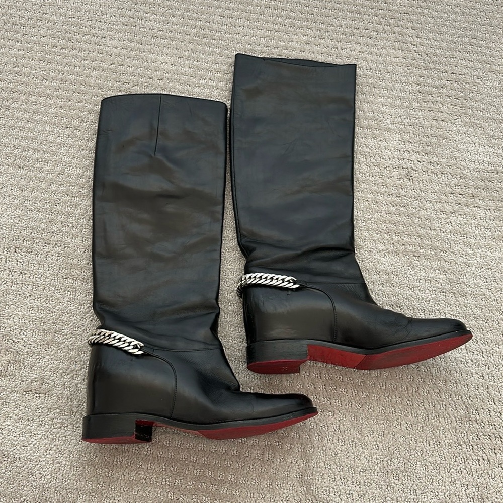 Christian Louboutin riding boots sz 7.5 Black leather